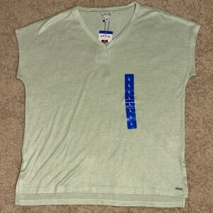 Orvis Classic Collection V-Neck Cap Sleeve Top Lightweight Tee‎ Shirt green L